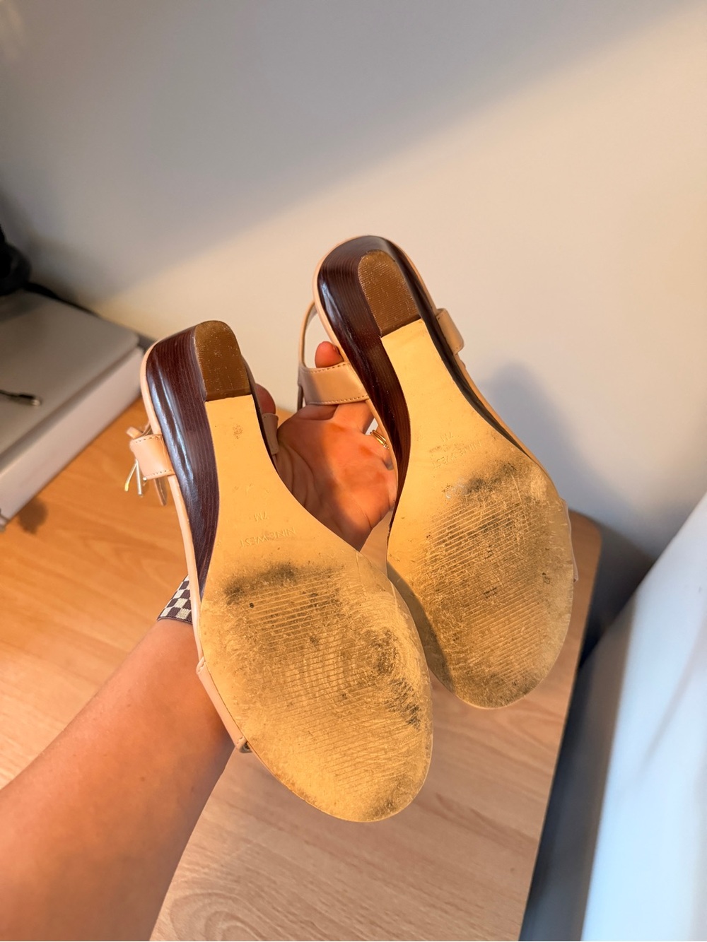 Nine West Blush Taupe Ankle-Strap Wedge Sandals - Picture 4 of 4